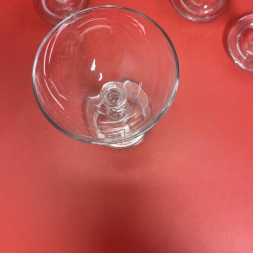 Vintage Etched Clear Glass Footed Tumblers Stemware Set 5