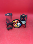 Vintage Miniature Dollhouse Wooden Chair, Rocking chair, Painting Lot