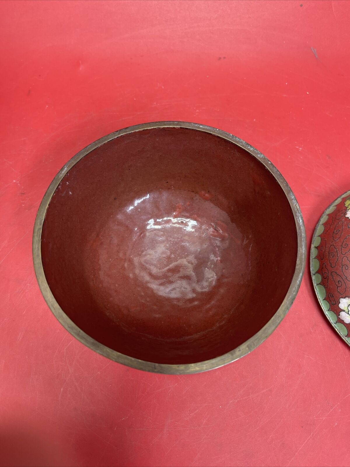 Antique Chinese pot/bowl with tin lid