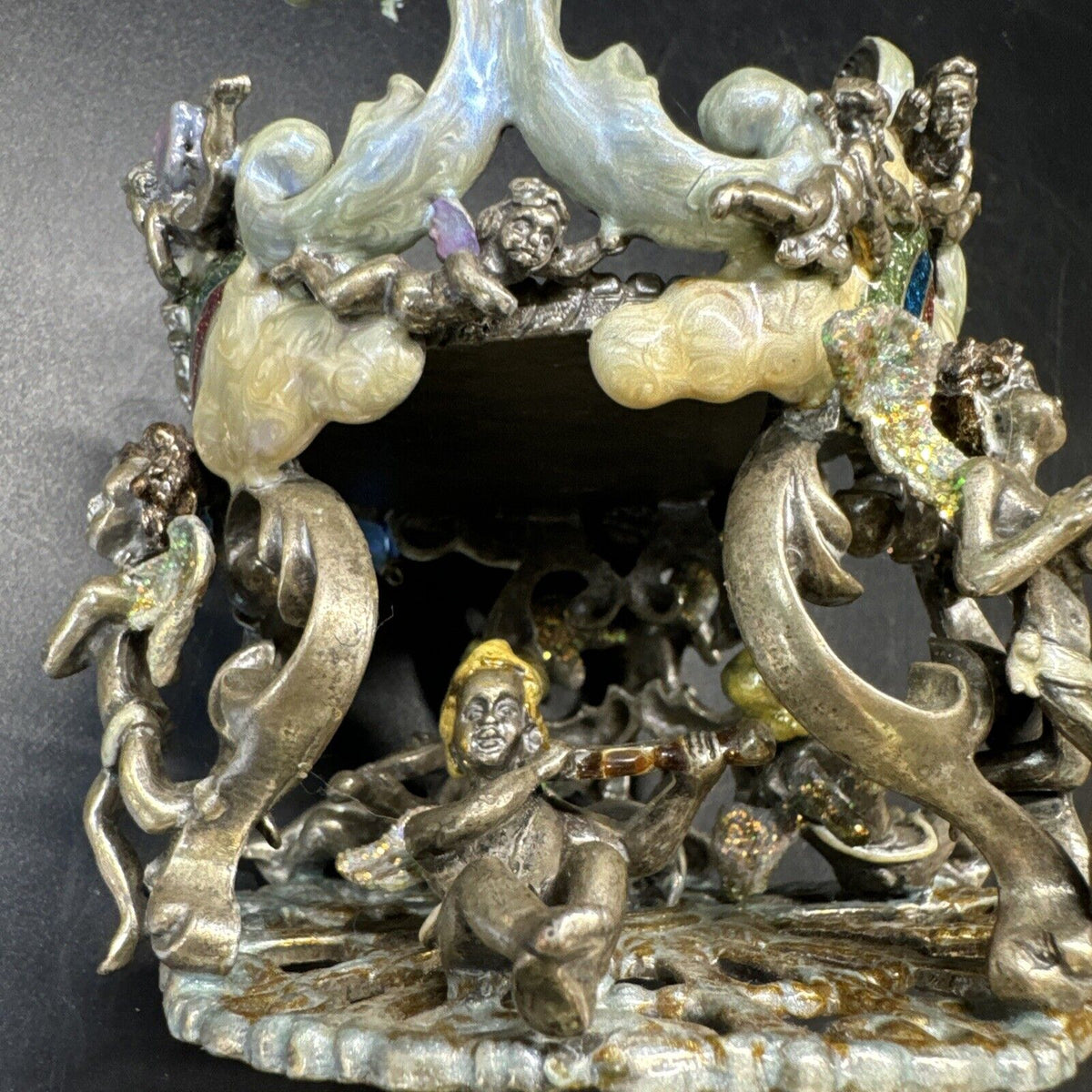 Kirks Folly Secret Of The Seven Angels Wishing Candle Holder Antique Silver-Tone