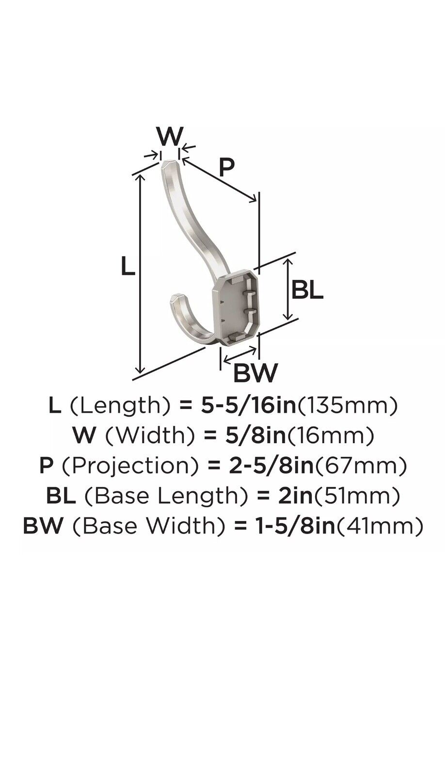 Amerock HBX36693G10 Wall Hook | Satin Nickel