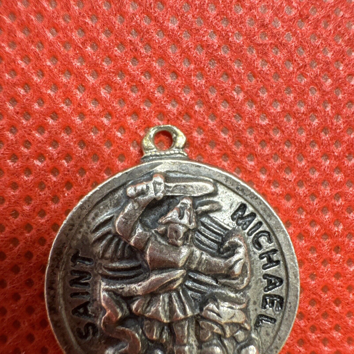 Vintage Sterling Silver Saint Michael Round Beautiful Medal