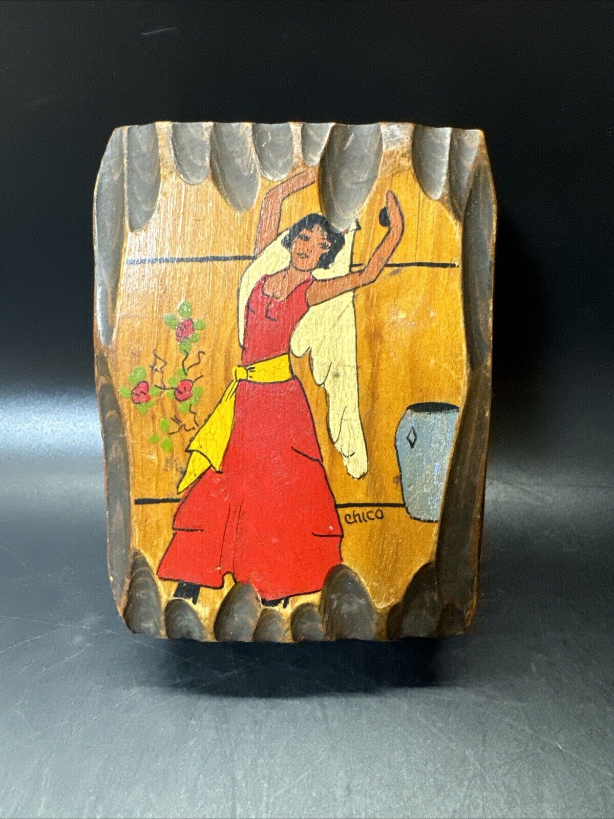 Vintage Wooden Hand Painted Trinket Box