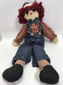 RAGGEDY ANDY WEIGHTED CLOTH DOLL BLUE PLAID PRIMITIVE STYLE