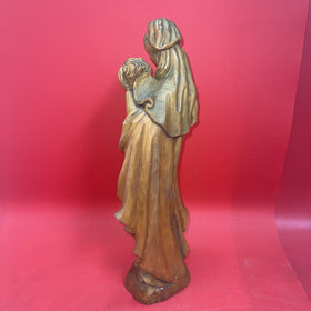 15.5" WOOD HAND CARVED OUR LADY VIRGIN MARY JESUS STATUE FIGURE SCULPTURE