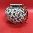 Hand Painted Ceramic Globe Chinese Vase Floral Pastel Blue Green Pink