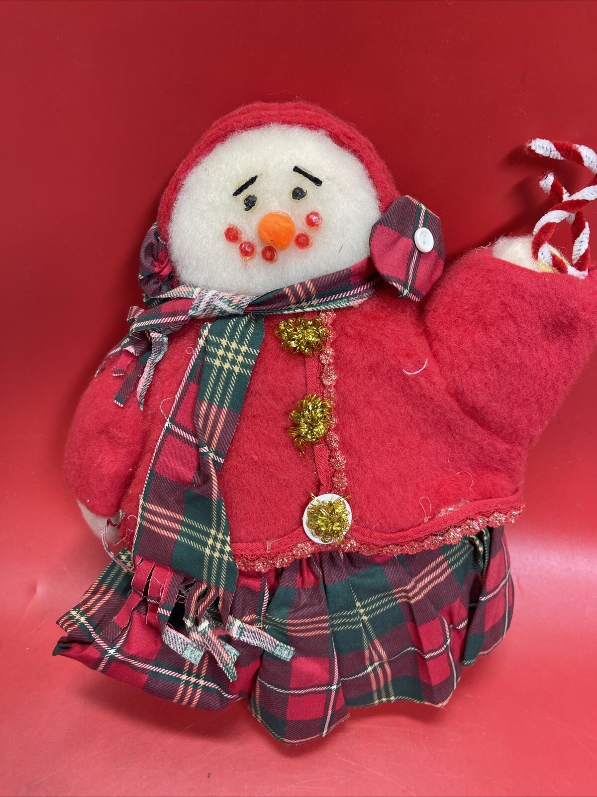 Vintage Festive pair of plush snowmen