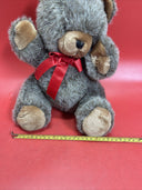 Vintage Teddy Bear with Red Bow, 1972