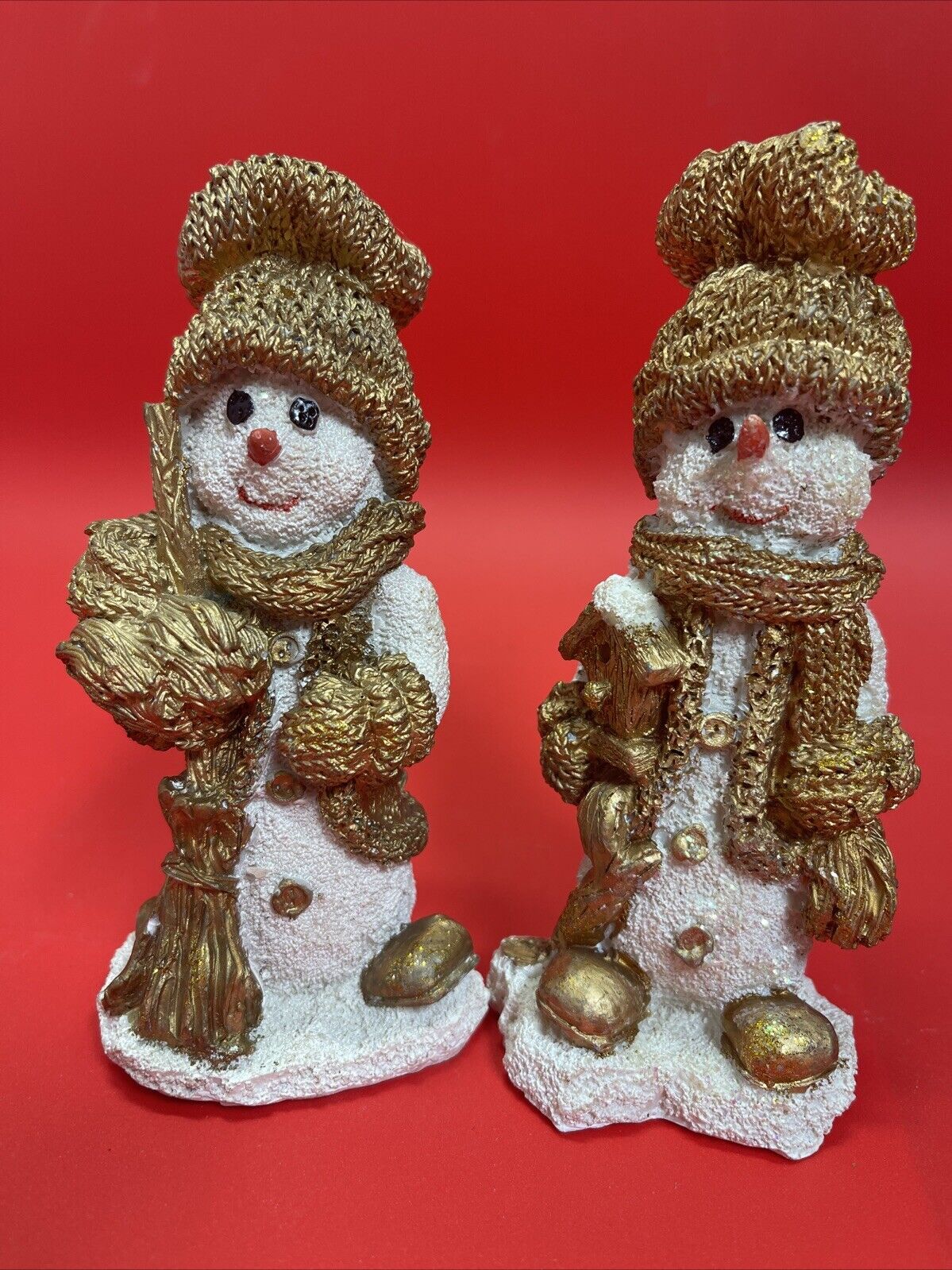 Vintage Collection Glittery Snowman Figurine Lot 2