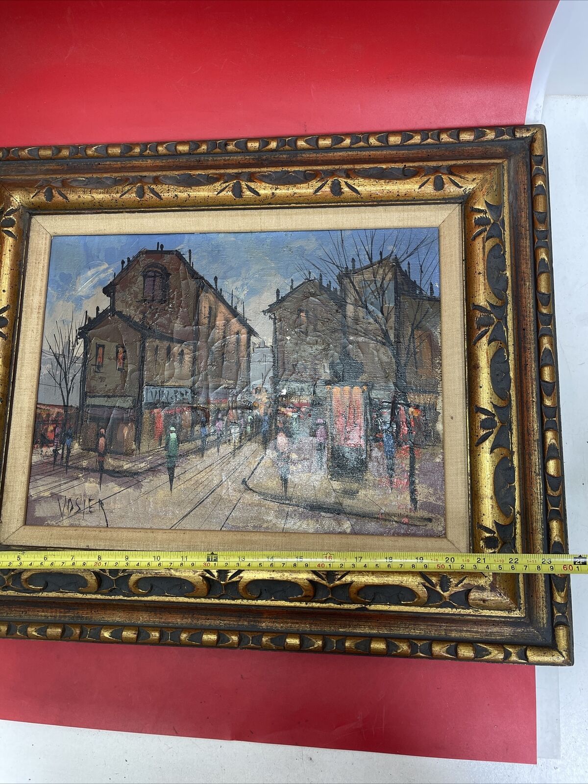 Vintage Oil Painting City.In a Beautiful Frame.