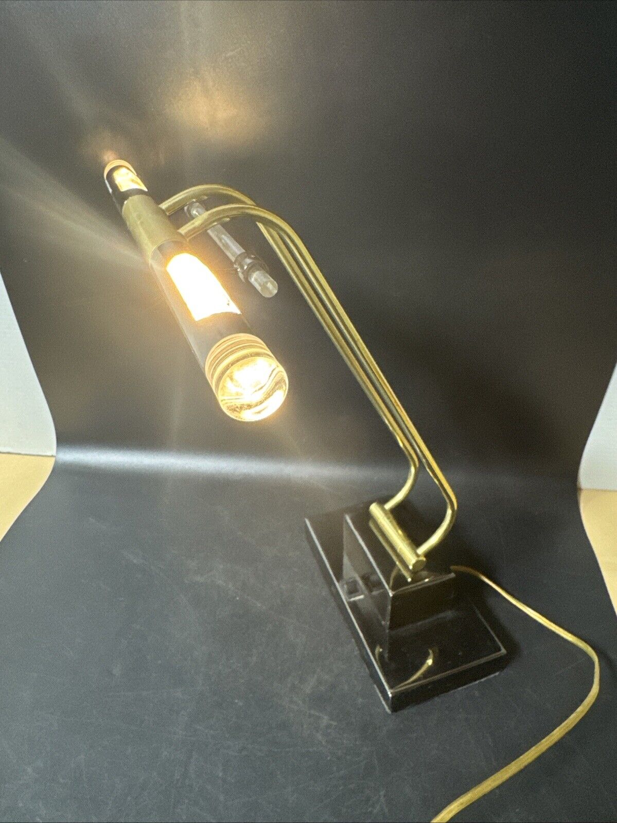 Vintage Lamp Gold Underwriters Laboratories Gooseneck Desk Lamp