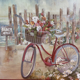 Beach Wall Art for Bathroom Decor Bathroom Pictures Bicycle Canvas Print Seas...