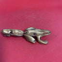 Vintage Cast Iron Frog Match Stick Holder Trinket Box 4"