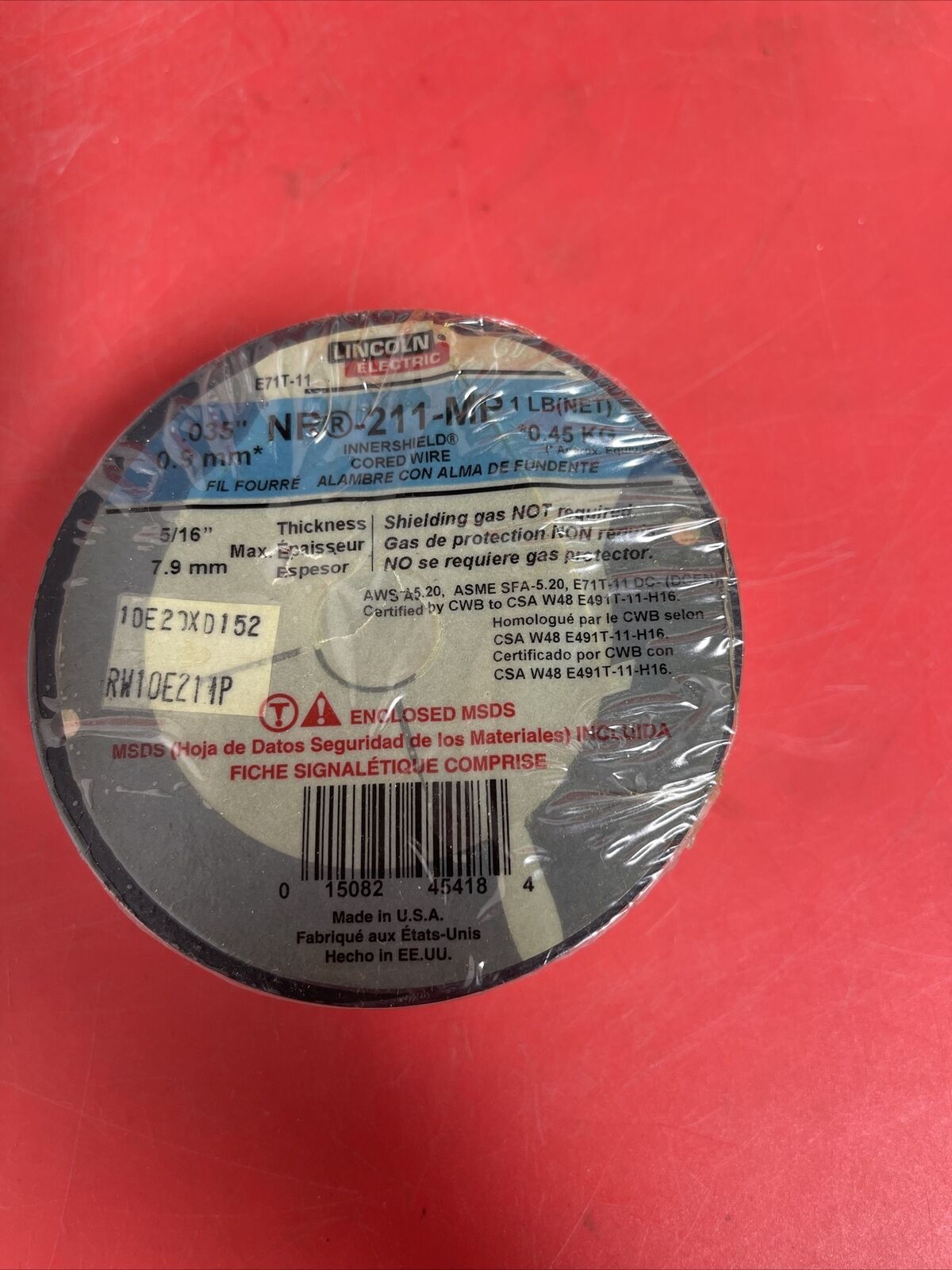 Lincoln Electric InnerShield Self Shielded Core Wire NR-211MP .035" 0.9mm 0.45kg