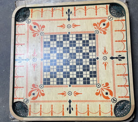 Vintage Caroom Game Board Style Q 1930s Viking Ship Pattern