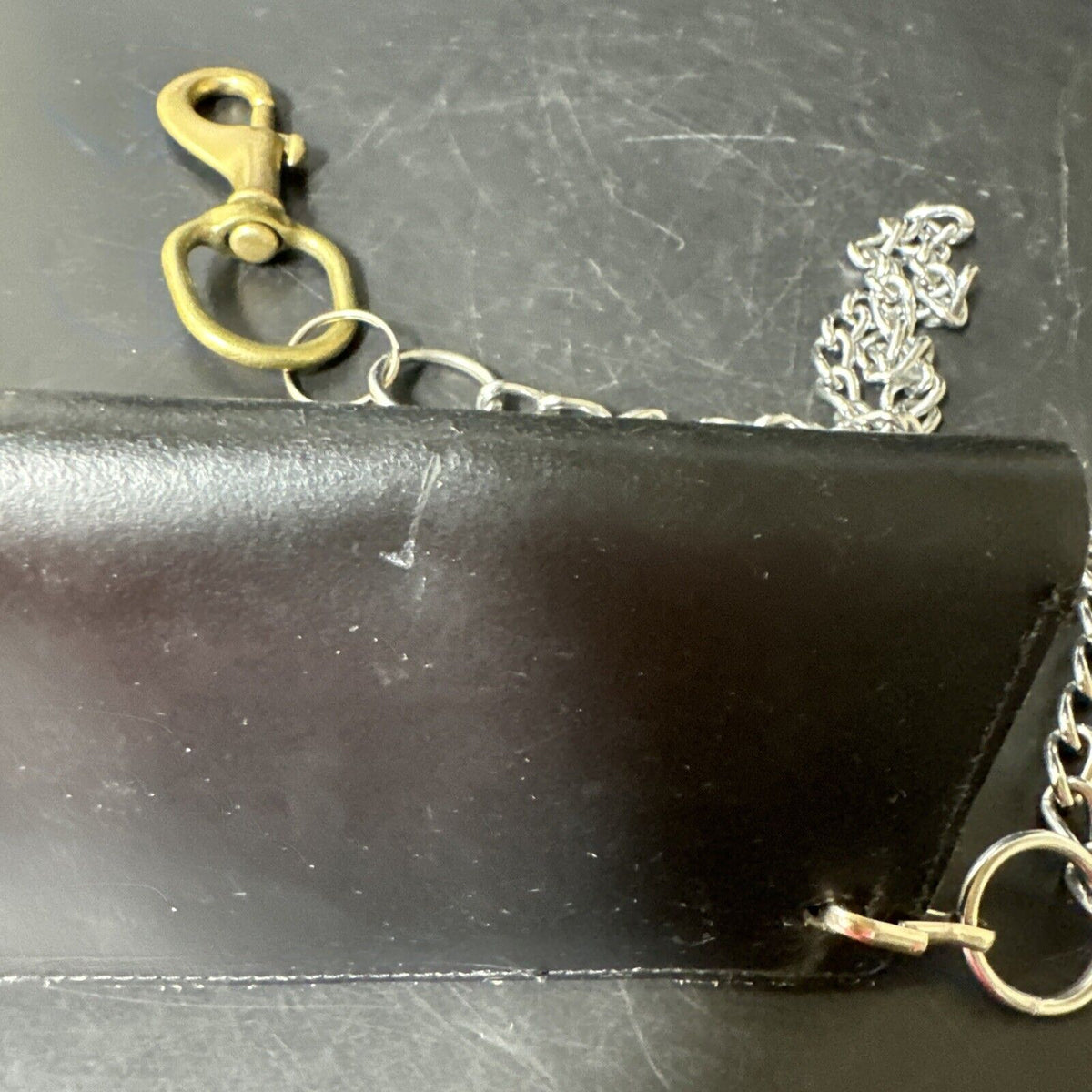 Black Leather Chain Wallet Long Style Billetera