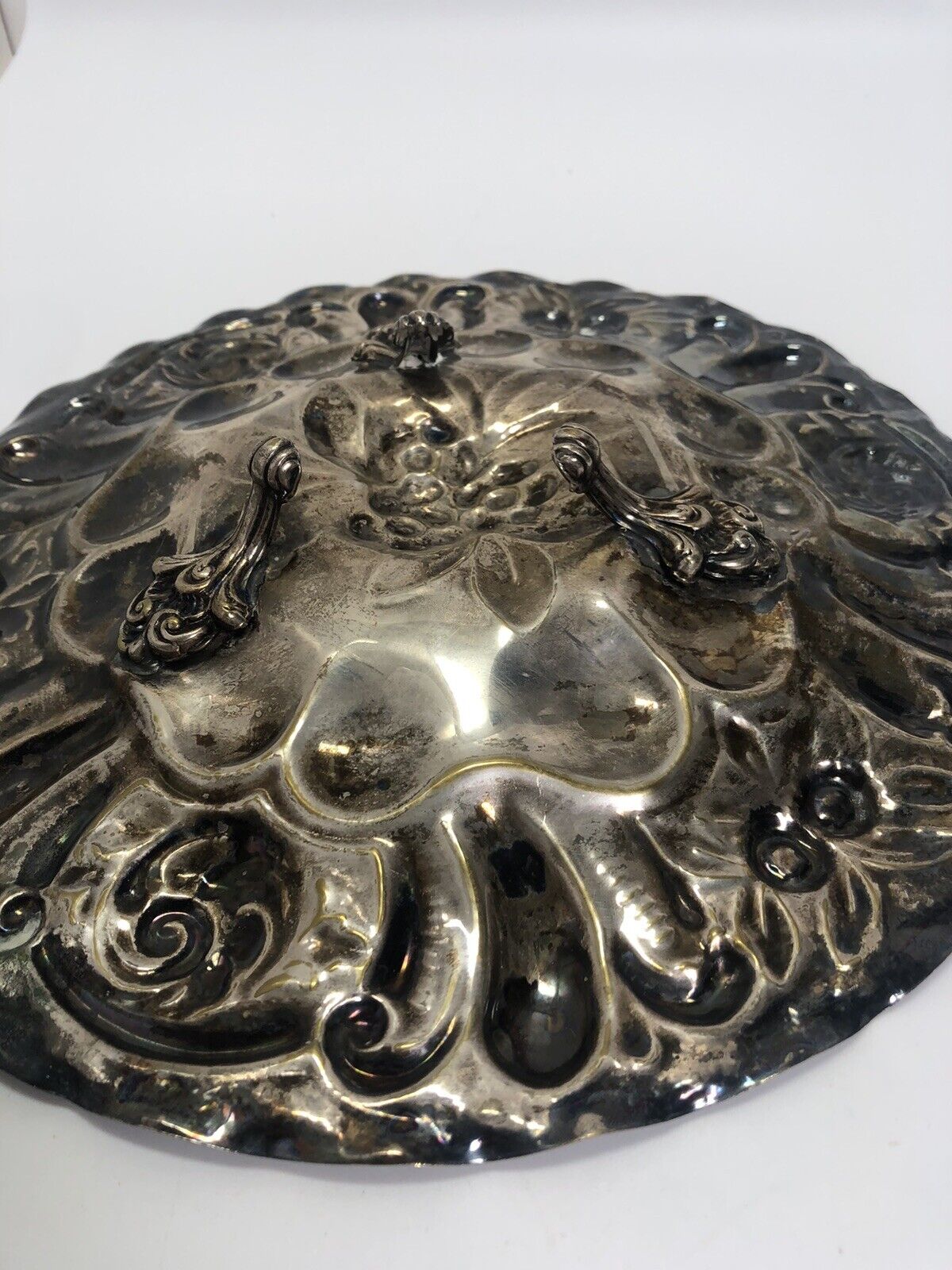 Crosby Silverplate Platter Tray Oval Seashell Scrollwork Edging Embossed