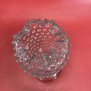 Duncan & Miller Clear Glass Hobnail Crimped Footed Vase Vintage