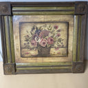 Kimberly Poloson Flowers Basket on Rustic Wooden Background Framed Print Picture