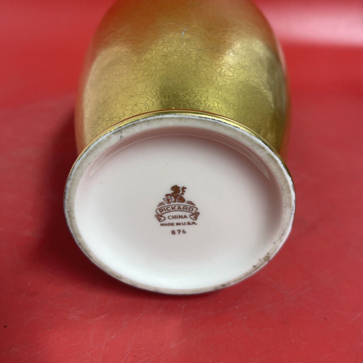 Vintage Gold Etched Pickard Vase/Urn,9" 876
