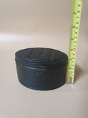 Vintage Leather Over Wood Oval Box 5.25"×3.5"