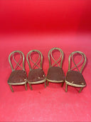Vintage Rattan Brown Velveteen Doll Furniture Suite