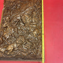 Antique Spanish Walnut Wardrobe Door with Hunting Motif 19”x12”