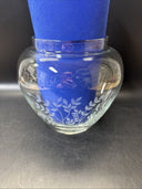 Vintage Glass Vase With Flowers 6.5” Tall