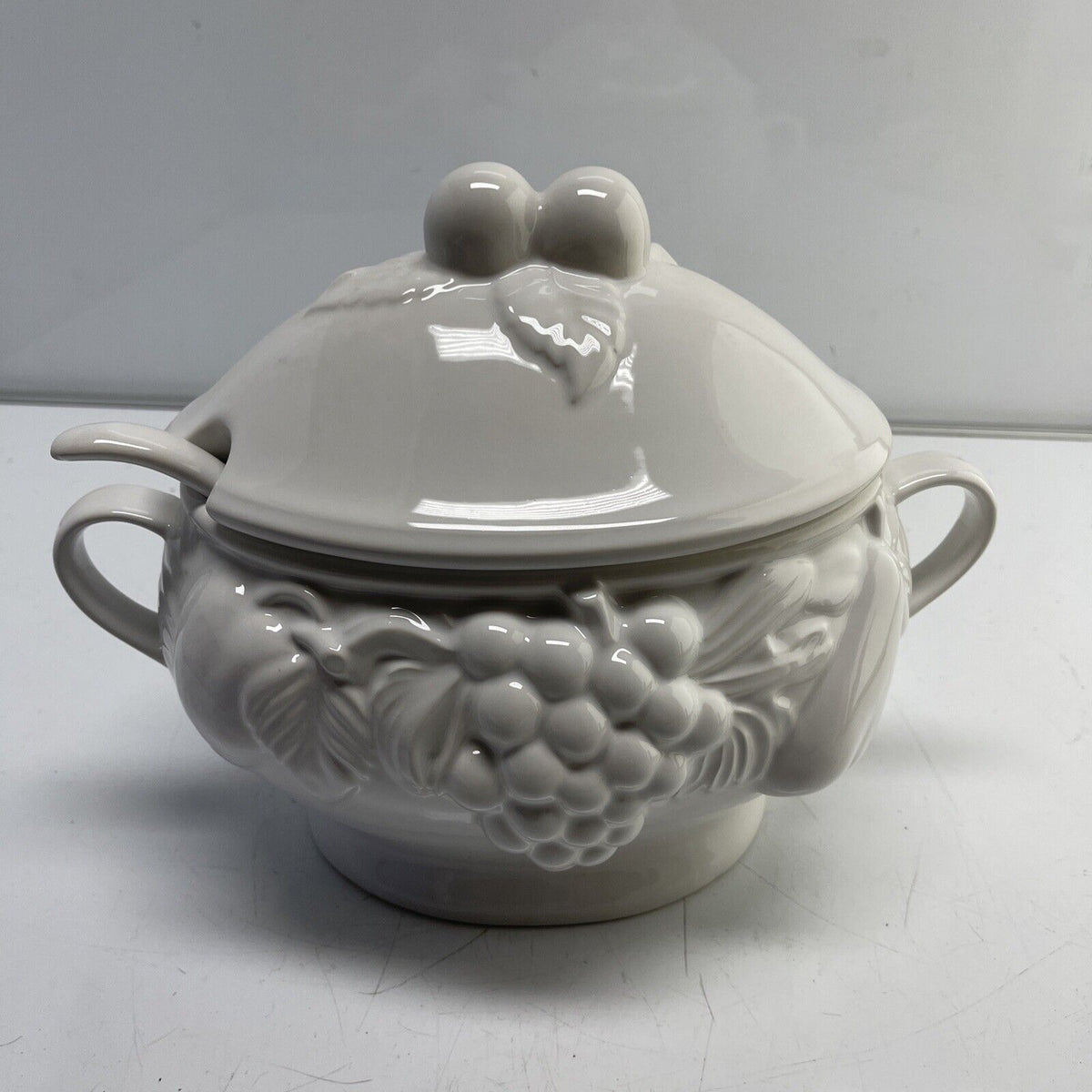 Basic White Soup Tureen  over and back 3 pieces Made in Portugal
