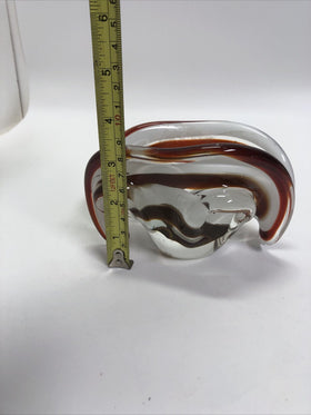 MURANO GLASS GEODE FREEFORM SMOKE AND CLEAR BOWl