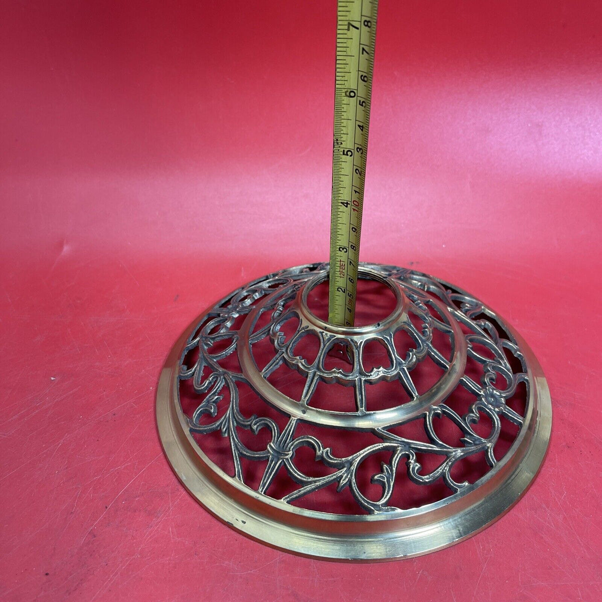 Vintage Brass Effect Metal Fretwork Plant Stand 17.5”