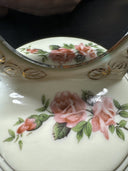 Dresser Jewelry Trinket Vanity Set 2- Mirrors Lidded Footed Floral Porcelain
