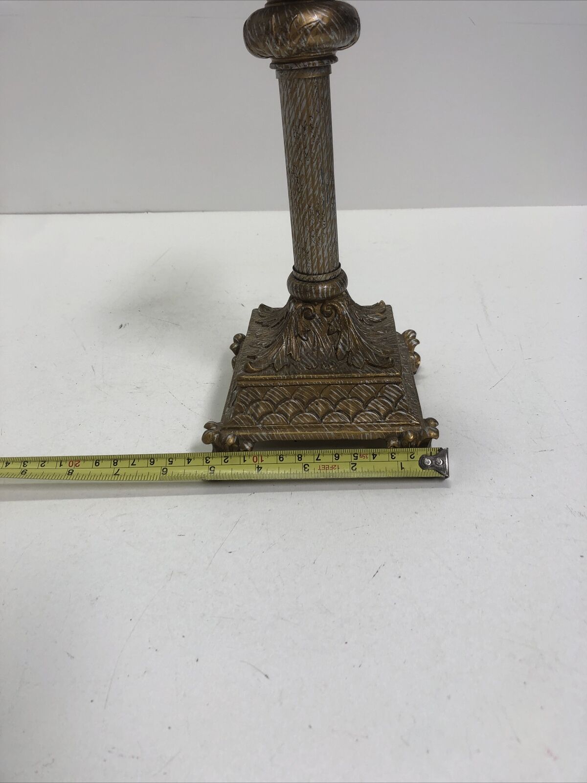 Pillar Candle Holder Resin Marble Ornate Column Base 10" Retro Home Decor