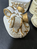 Vintage Trinket Box With Bow And Bells And Gold Accents/ Lot Of 2