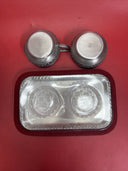 Oslo Pewter textured Cream and Sugar Set w/ Tray.  Perletinn design from Norway.
