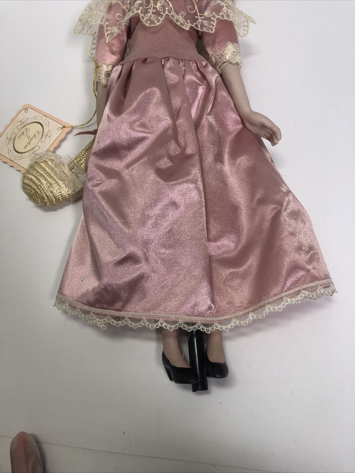 1992 Porcelain Doll Katherine & Kathy - Blond Pink Dress just one