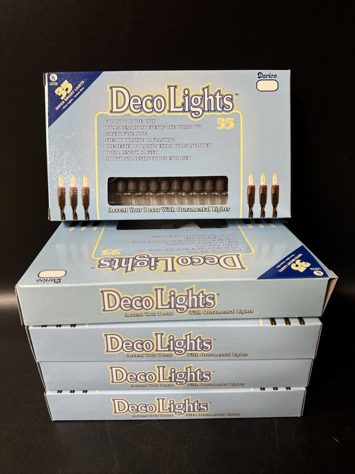 Darice Deco Super Bright Lights 35 Clear Light With Brown Wire/ Set Of 5