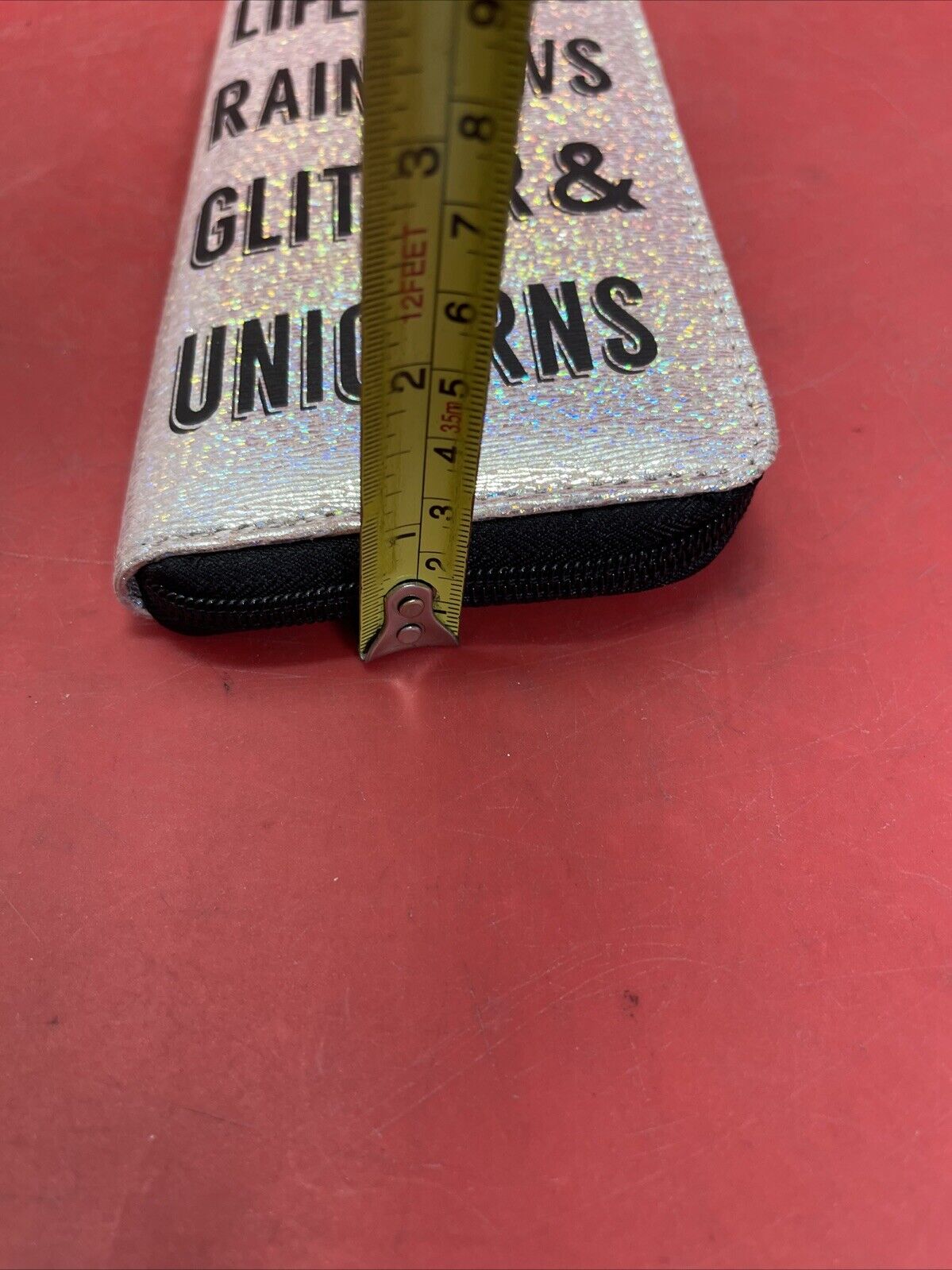 NWT Claire’s Life is Rainbows Glitter & Unicorns Silver Iridescent Wallet 