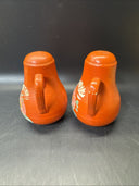 Vintage Pottery Orange Hand Painted Jug SALT & PEPPER Shakers