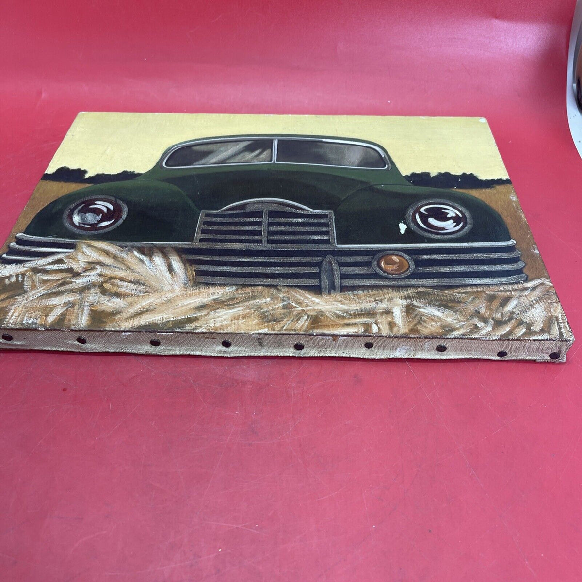 Vintage Oil painting on canvas Car