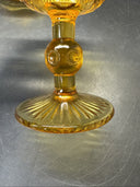 Vintage Amber Wine Or Water Goblets And Fruit Dessert Bowl/ Set Of 3pcs