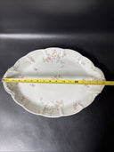 Bassett Limoges Serving Platter Oval White Pink Roses 16”/ Austria