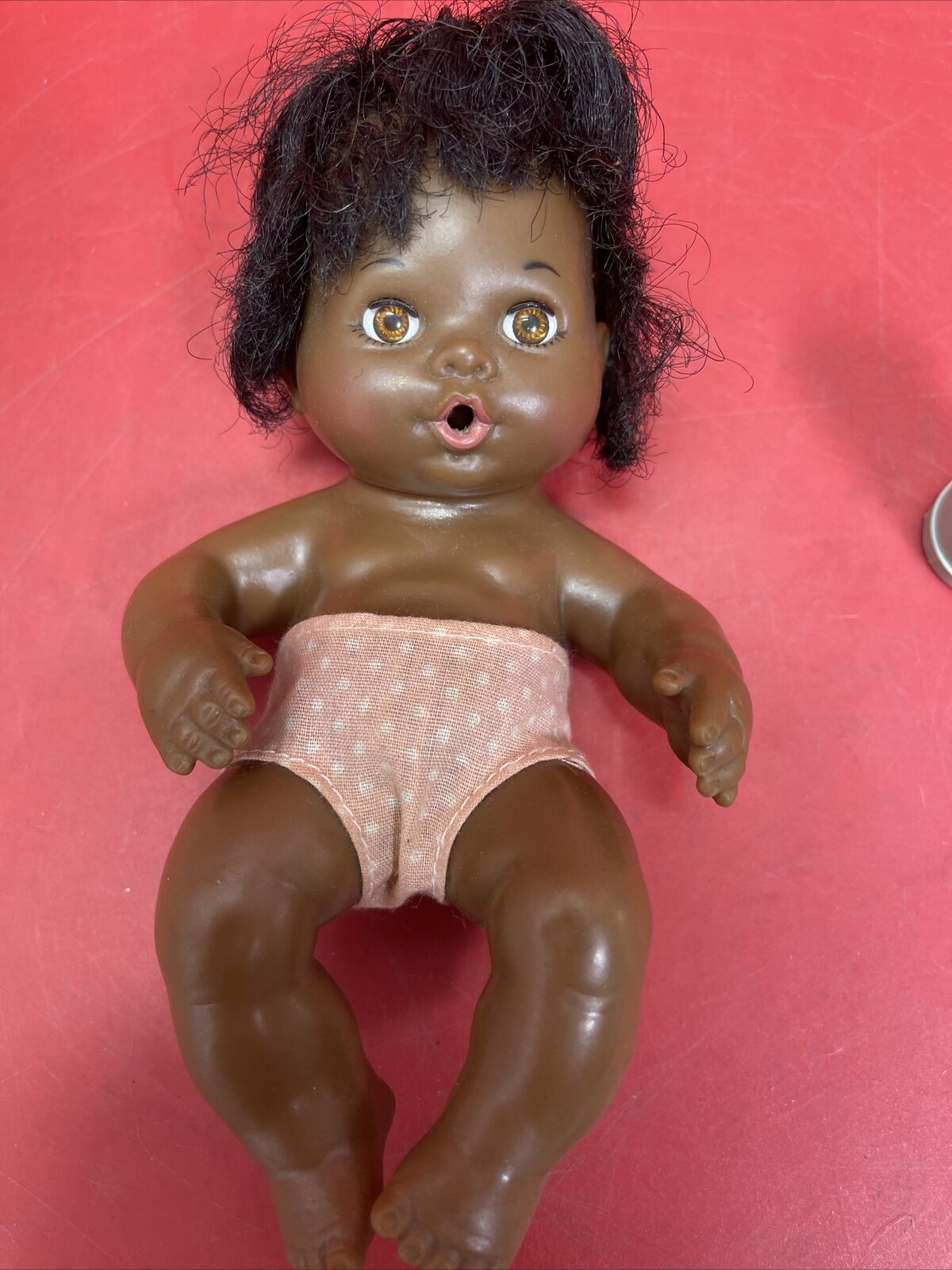 Vintage 1974 Ideal African American brown 7” Baby Thumbelina Doll