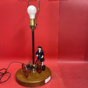Revolutionary War Cast Iron Model Cannon & Soldier Table Lamp Wooden Base 23"