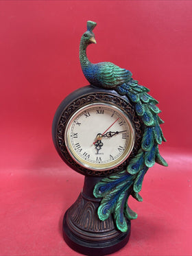 PEACOCK STANDING QUARTZ BATTERY CLOCK MADE FOR CRACKER BARREL