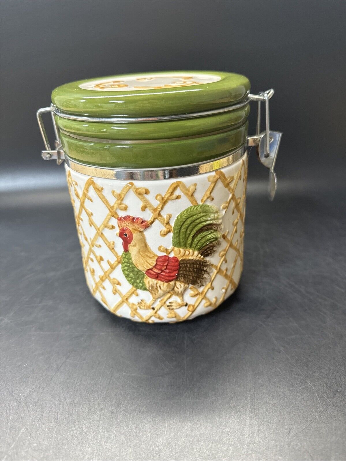 Vintage Canister Jar La Dolce Vita Rooster Vine COLLECTION 6”