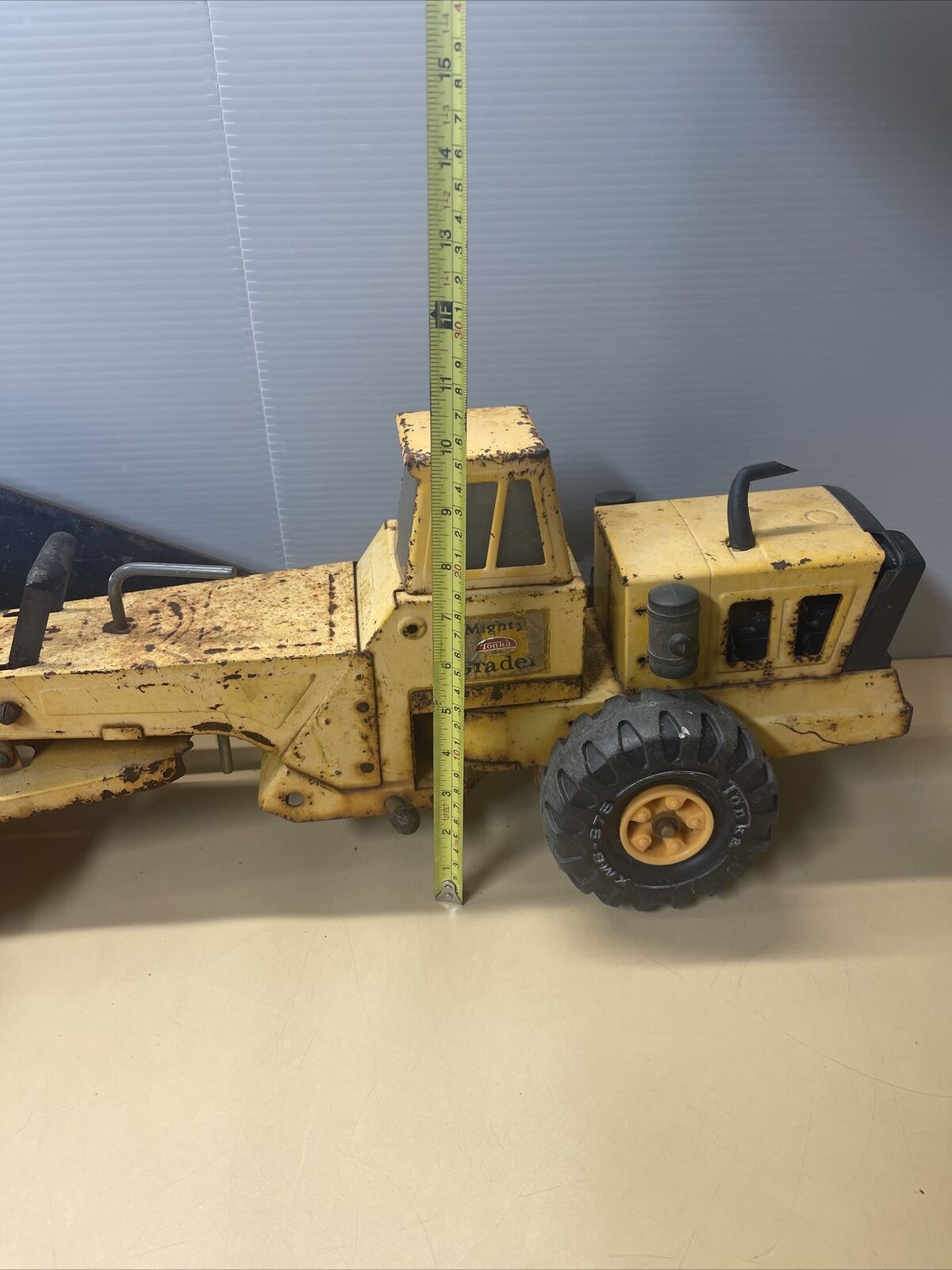 Tonka Mighty 2 Blade Grader Orange 1970's Pressed Steel