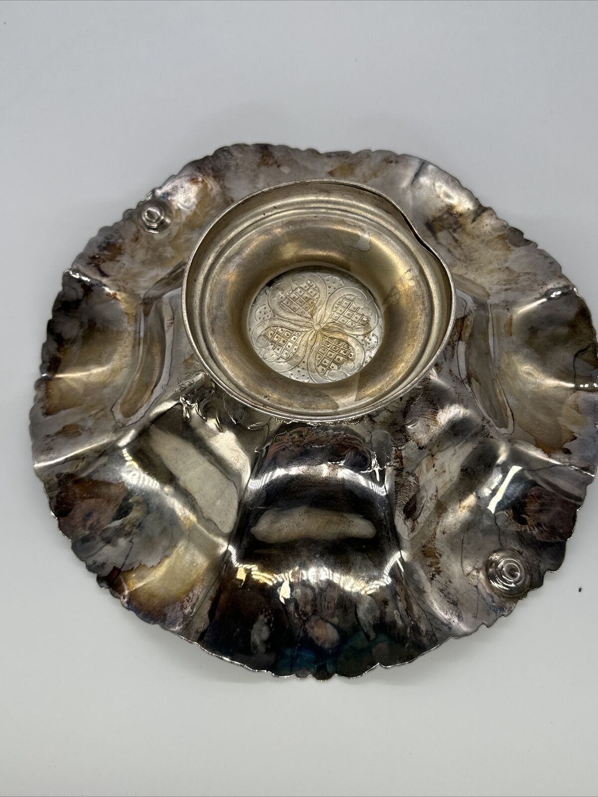 Silverplate Footed Bowl Scalloped Serving Dish