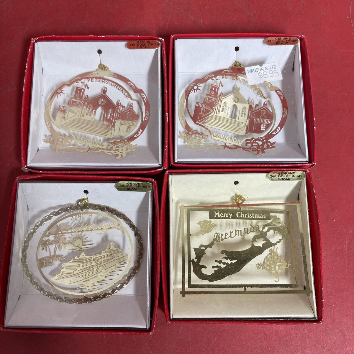 4 Nation's Treasures Christmas Ornaments 24K Gold Flashed Brass Charles County