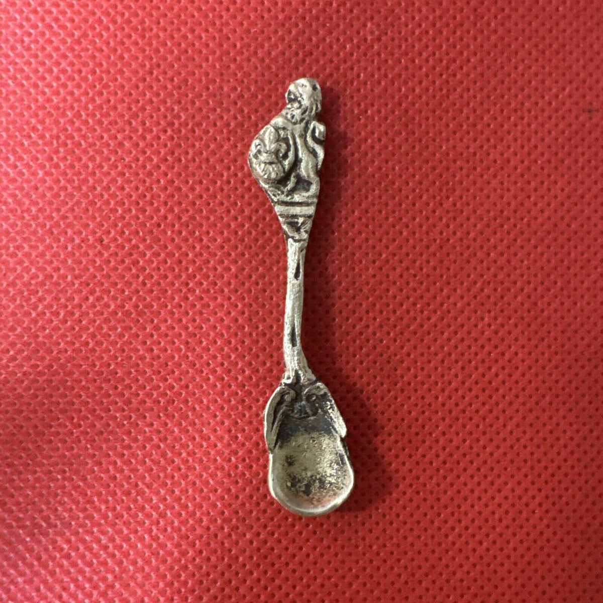 Vintage Brass Lion Salt Dip Salt Cellar Spoon Made In Italy